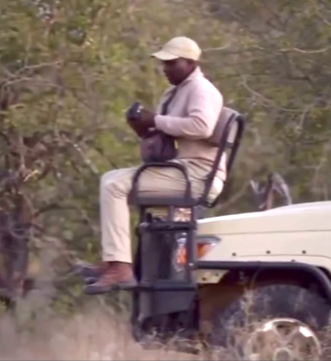 Photo safari with travelers in a vehicle